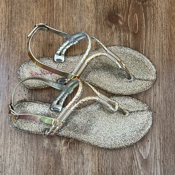 Lilly Pulitzer Gold Glitter Jelly Thong Sandals Women’s Size 5 - Picture 8 of 12